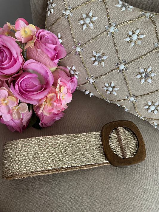 Ceinture en raphia dorée