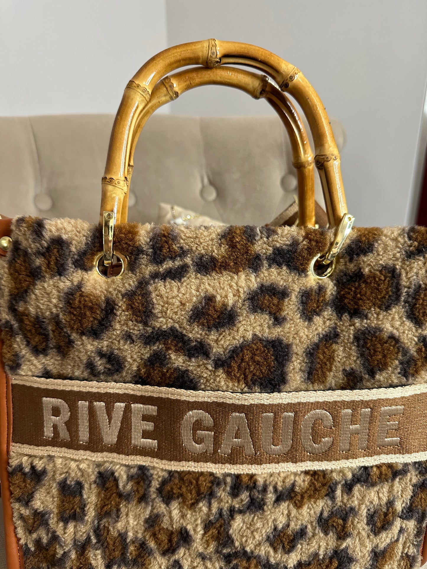 Sac RIVE GAUCHE léopard moumoute marron