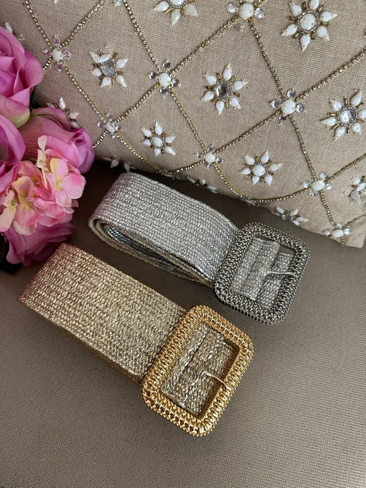 Ceintures en raphia dorés et argentés