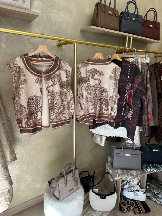 Veste sans manches TUILERIES Toile de Jouy camel