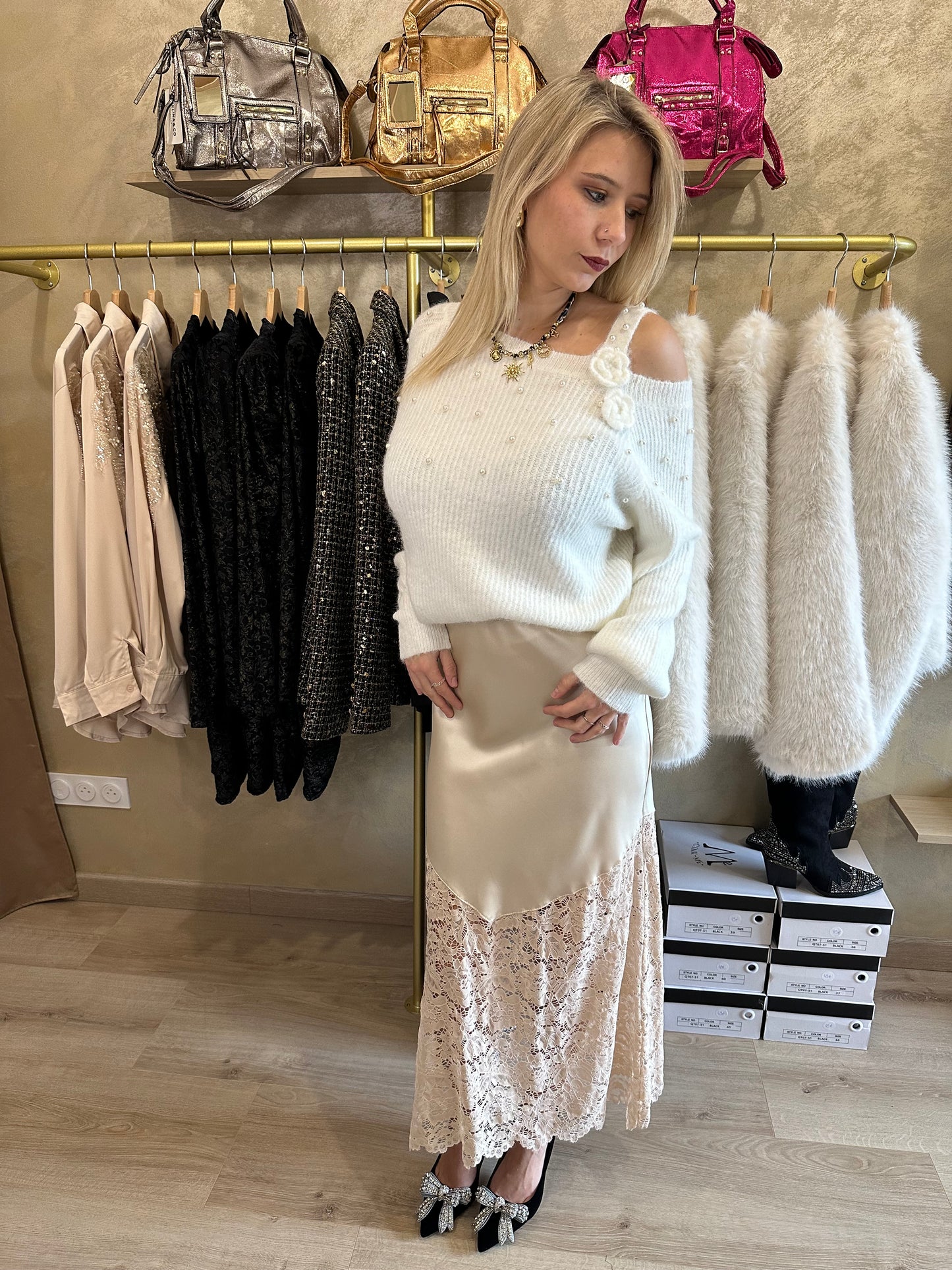 Jupe dentelle satin CANNES