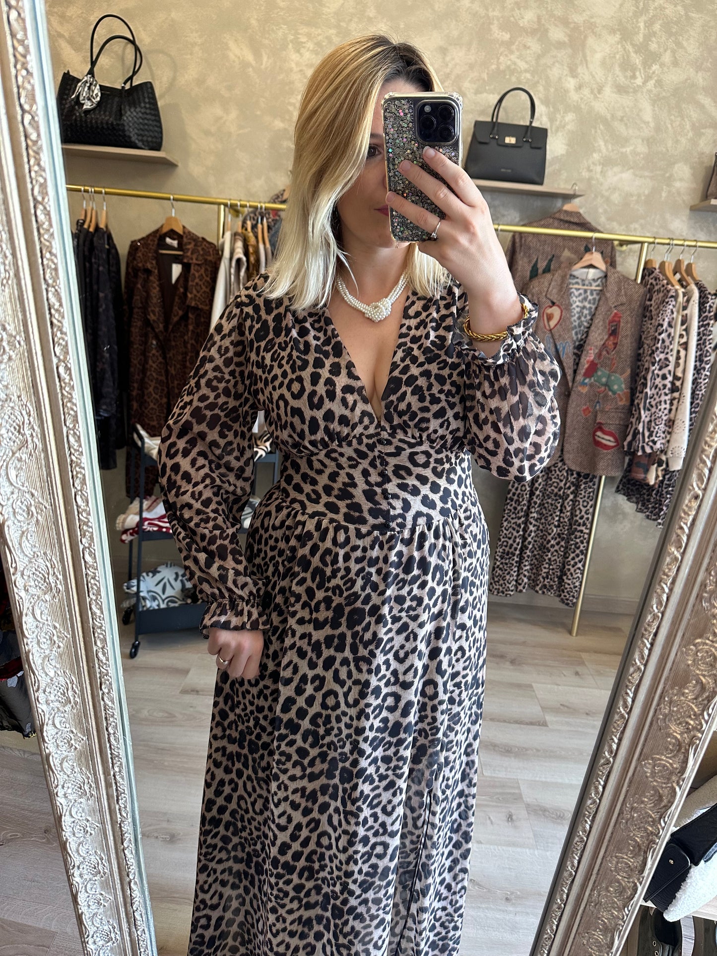 Robe PÉTRA léopard longue