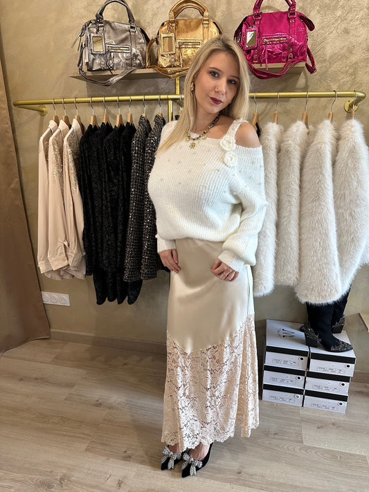 Jupe dentelle satin CANNES