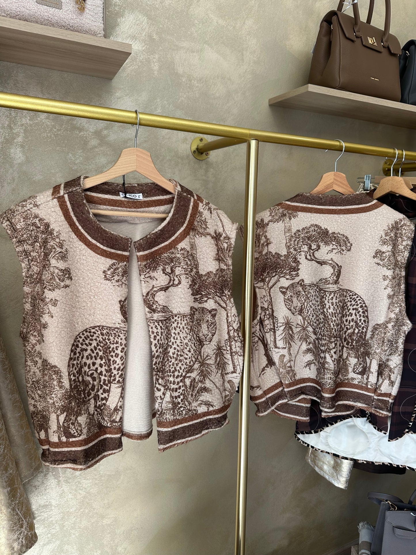Veste sans manches TUILERIES Toile de Jouy camel