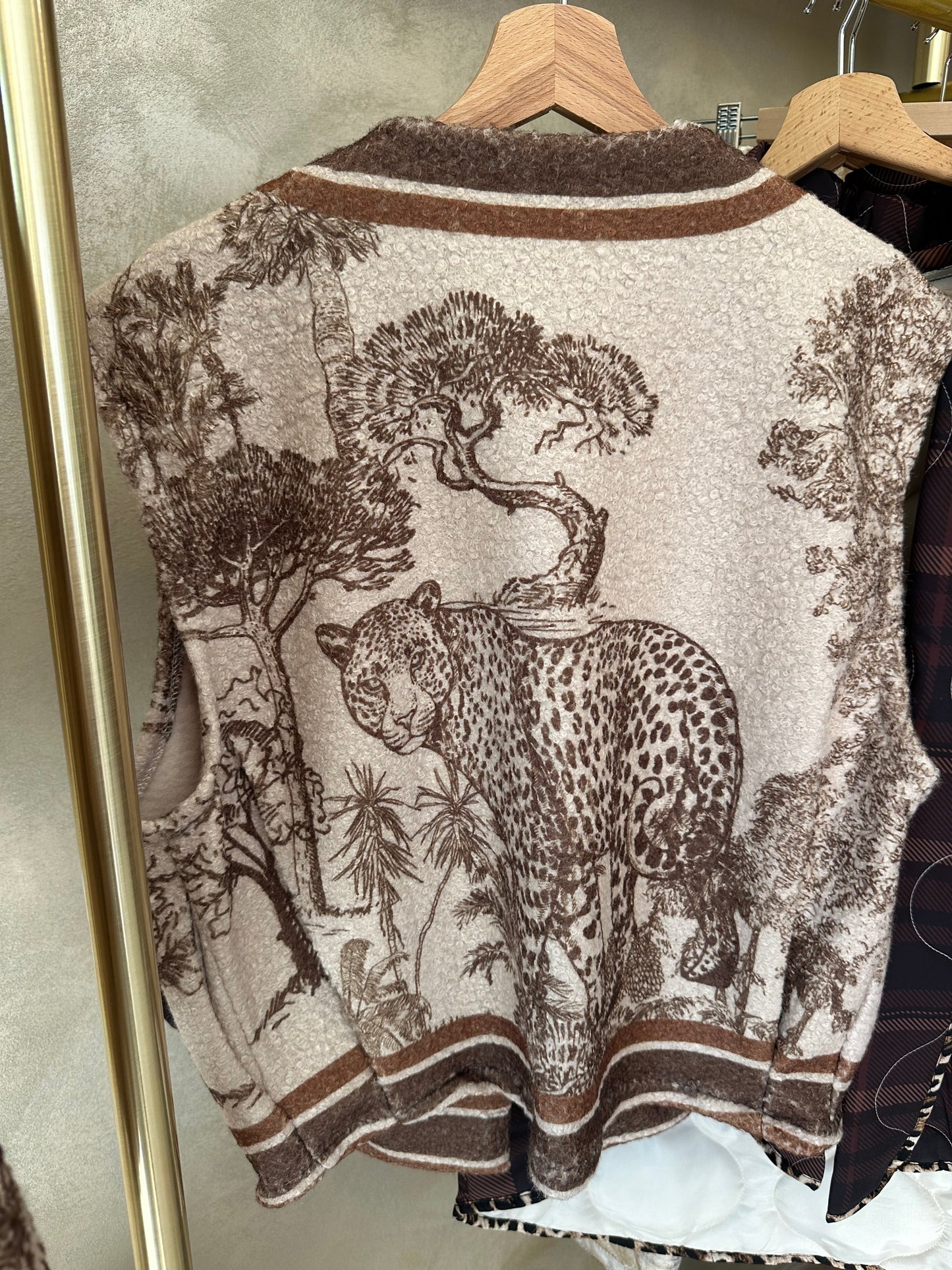 Veste sans manches TUILERIES Toile de Jouy camel