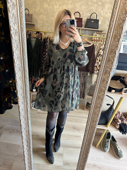 Robe CANNES léopard kaki