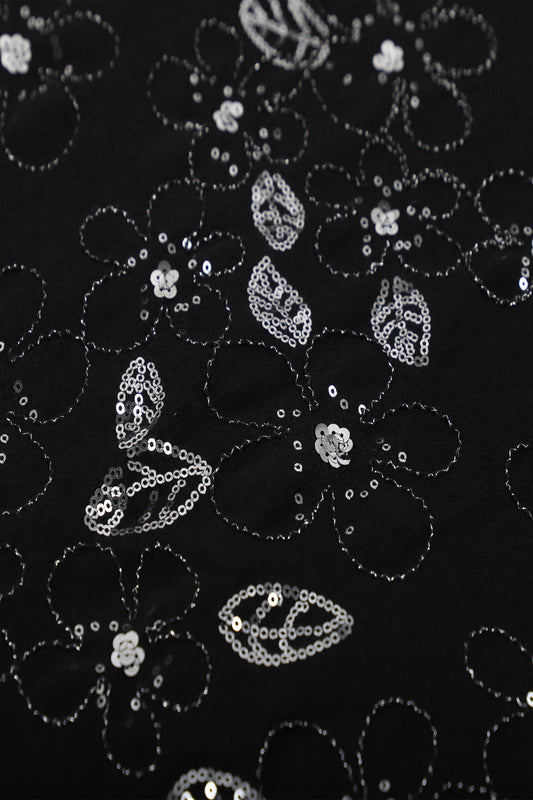 Écharpe FLEURS sequins noir