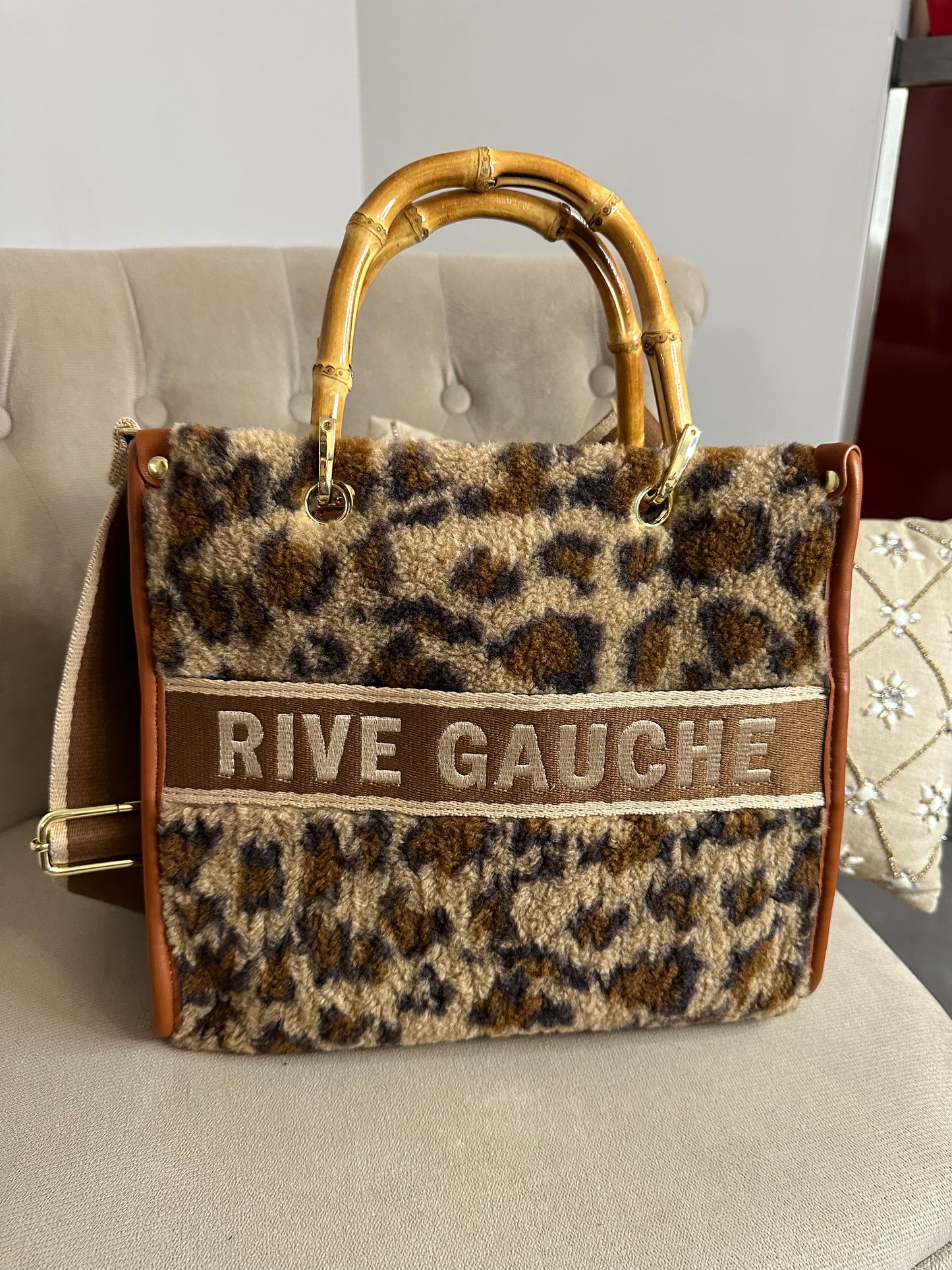 Sac RIVE GAUCHE léopard moumoute marron