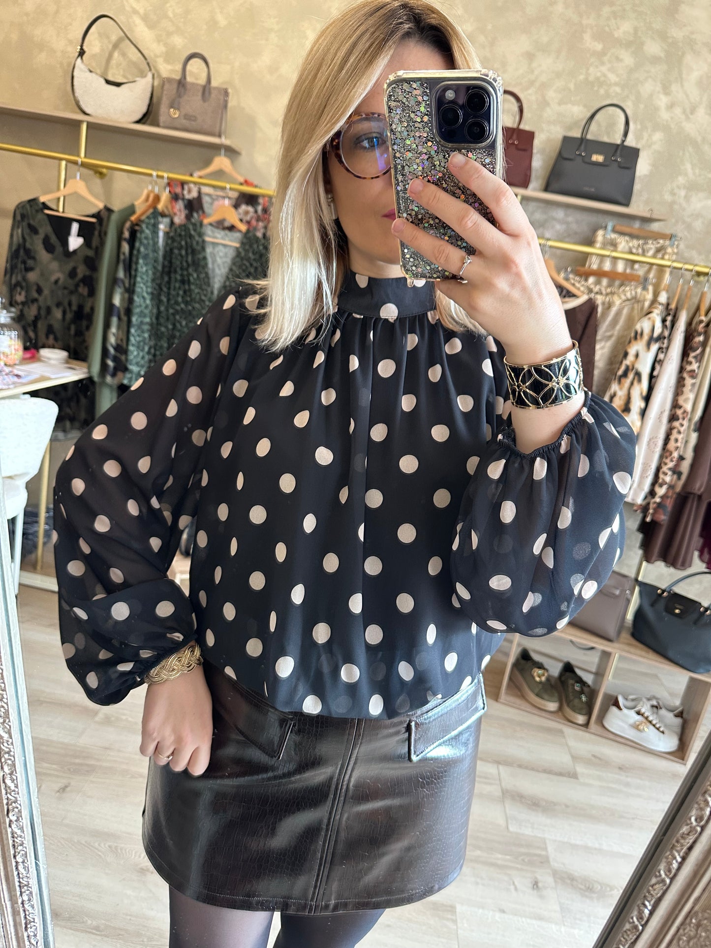 Blouse POIS noire