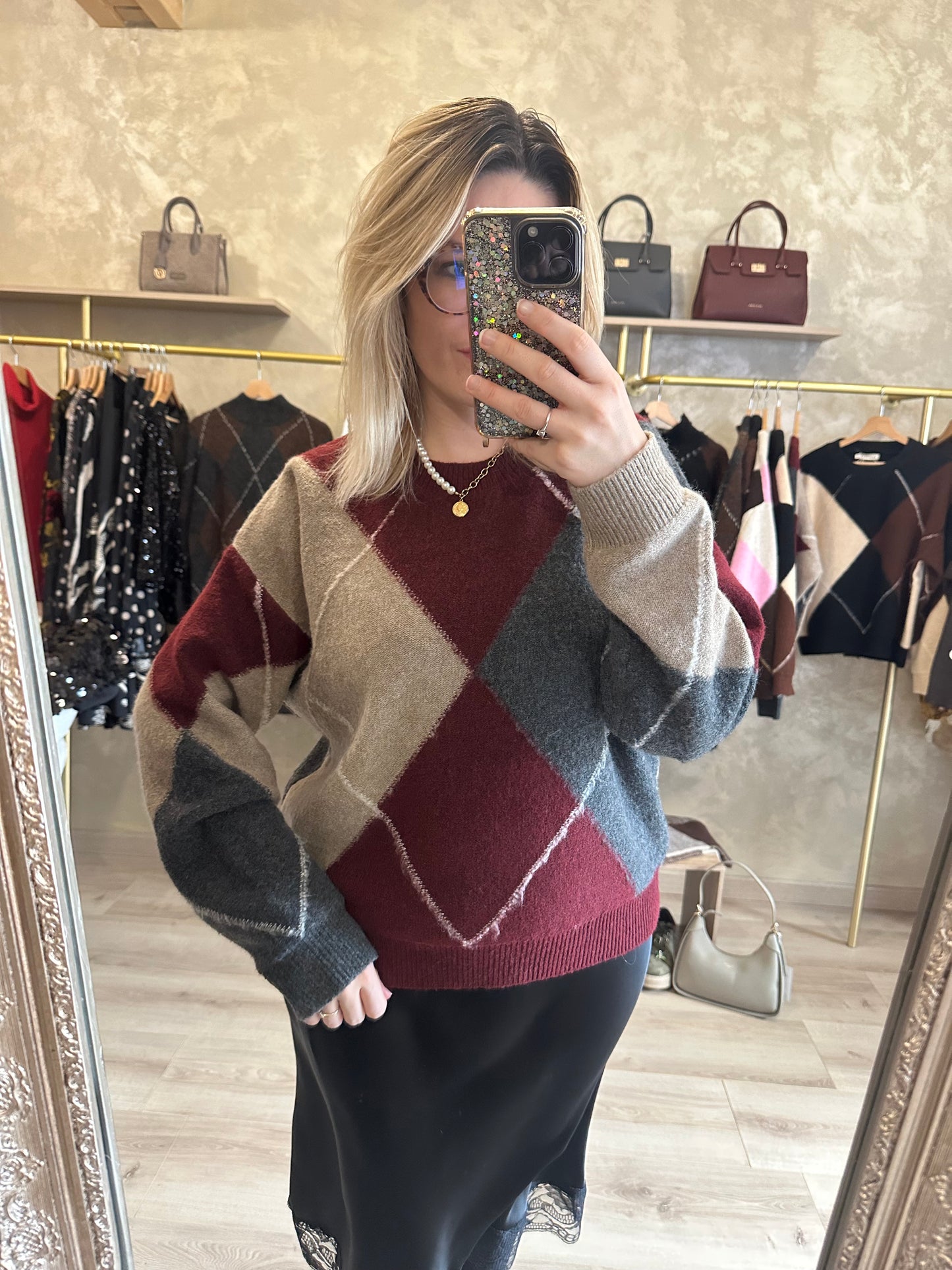 Pull BURLINGTON jacquard bordeaux