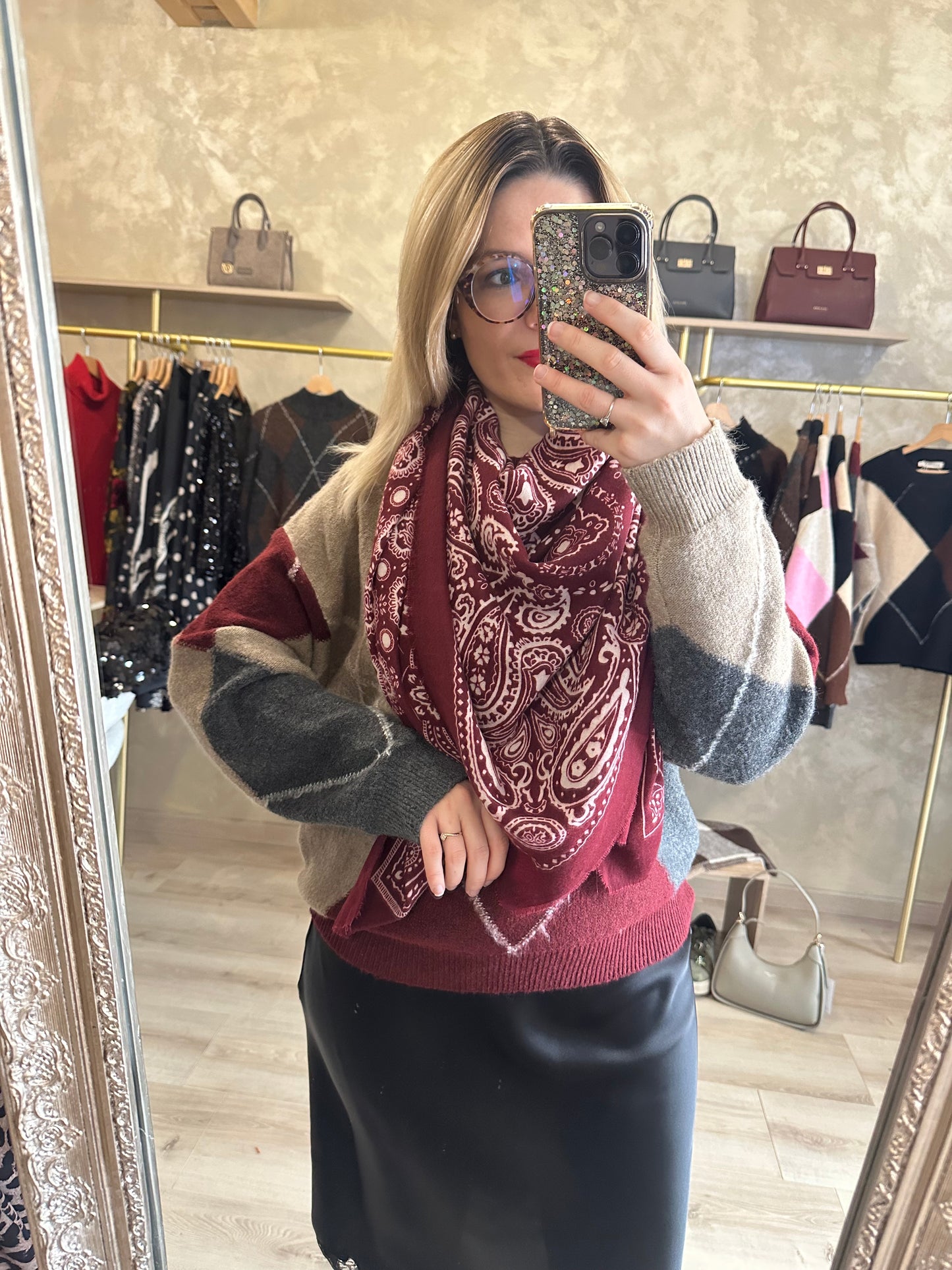 Pull BURLINGTON jacquard bordeaux