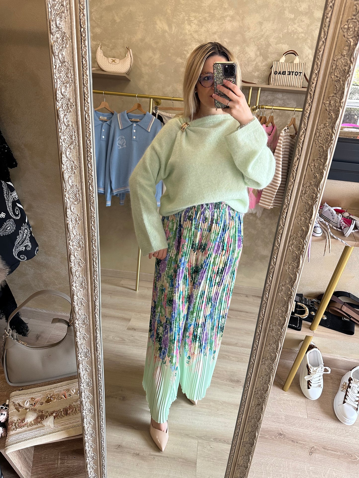 Pull BIJOUX vert pastel