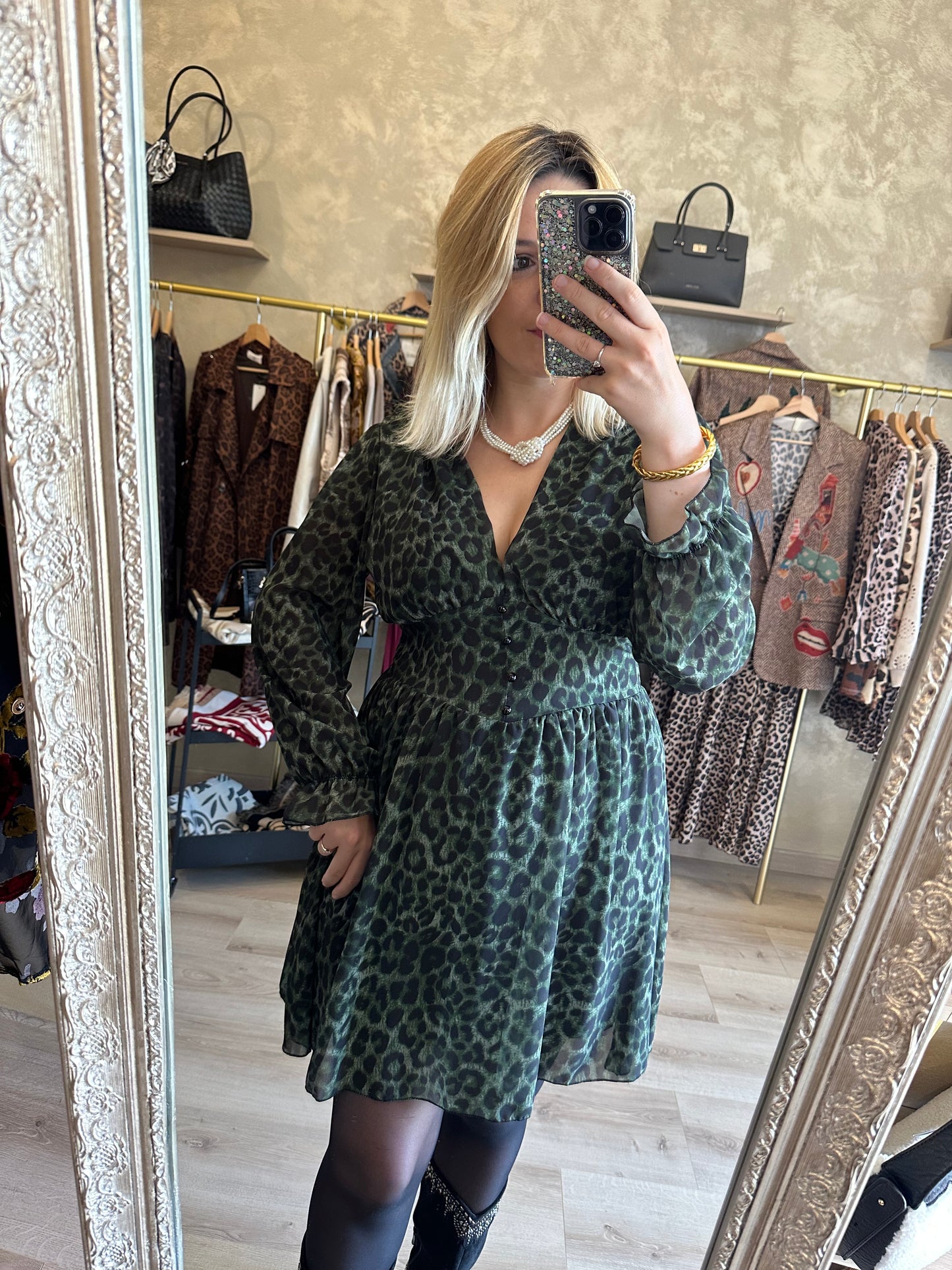 Robe PÉTRA léopard kaki