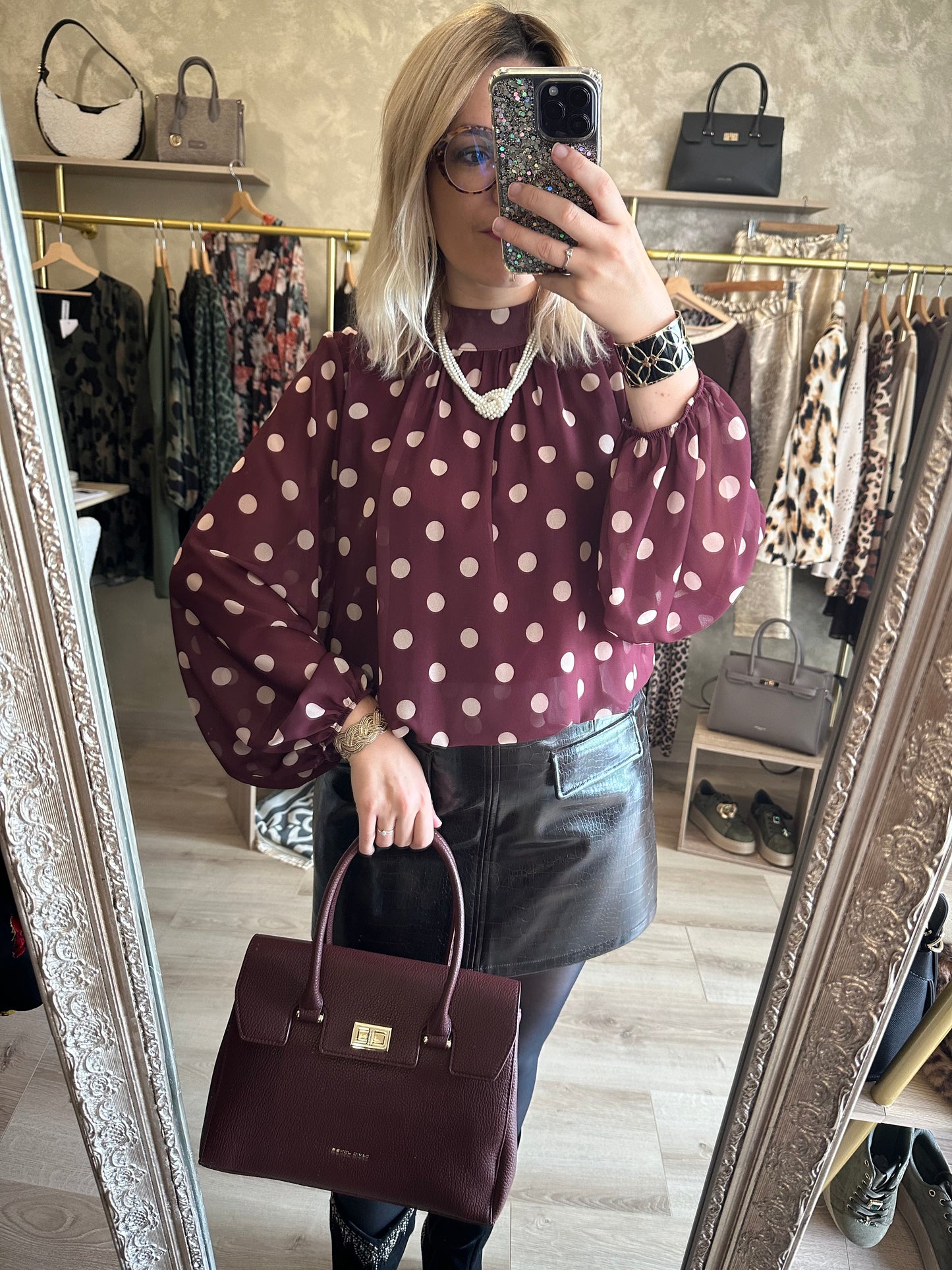 Blouse POIS bordeaux