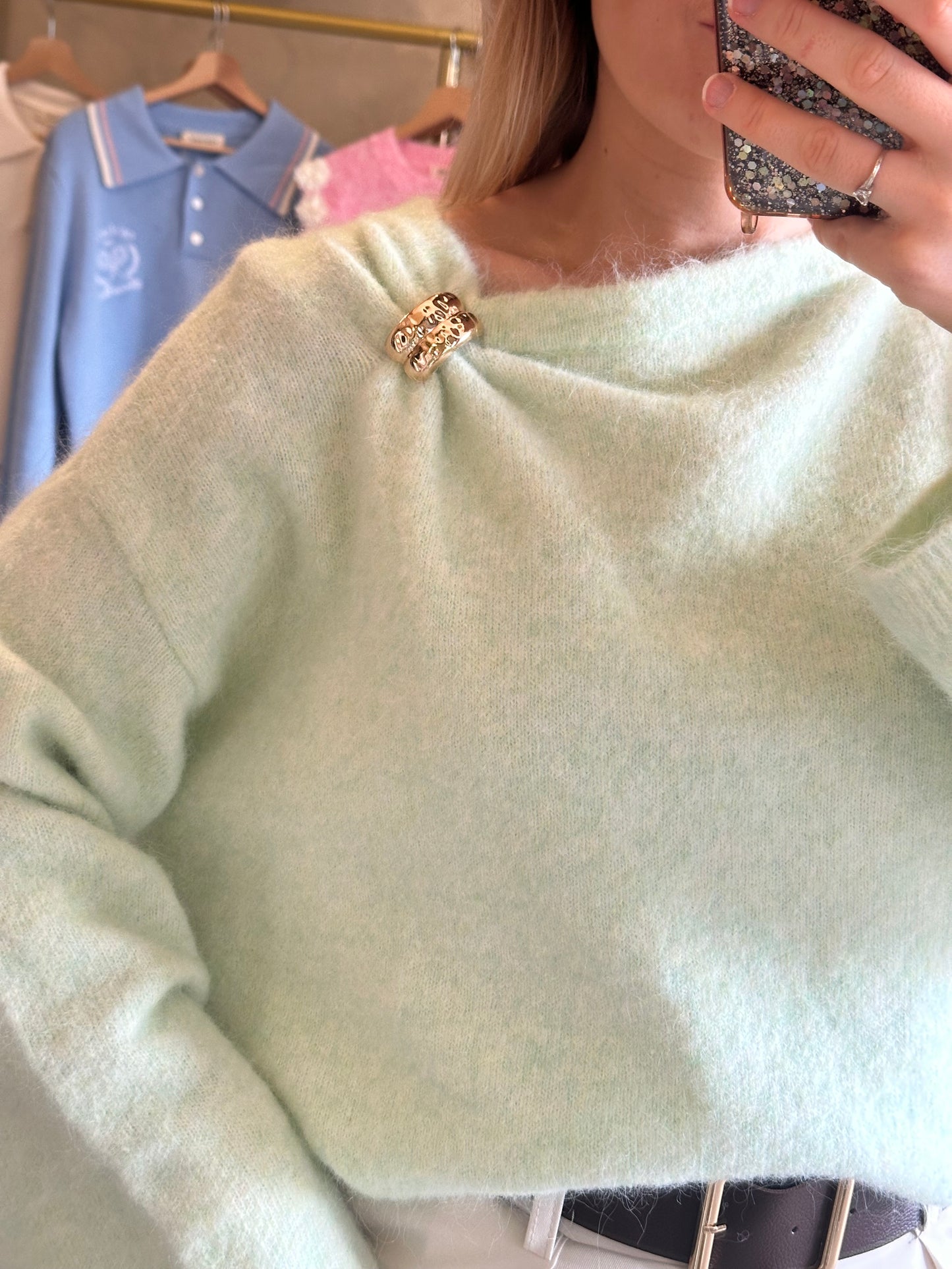 Pull BIJOUX vert pastel