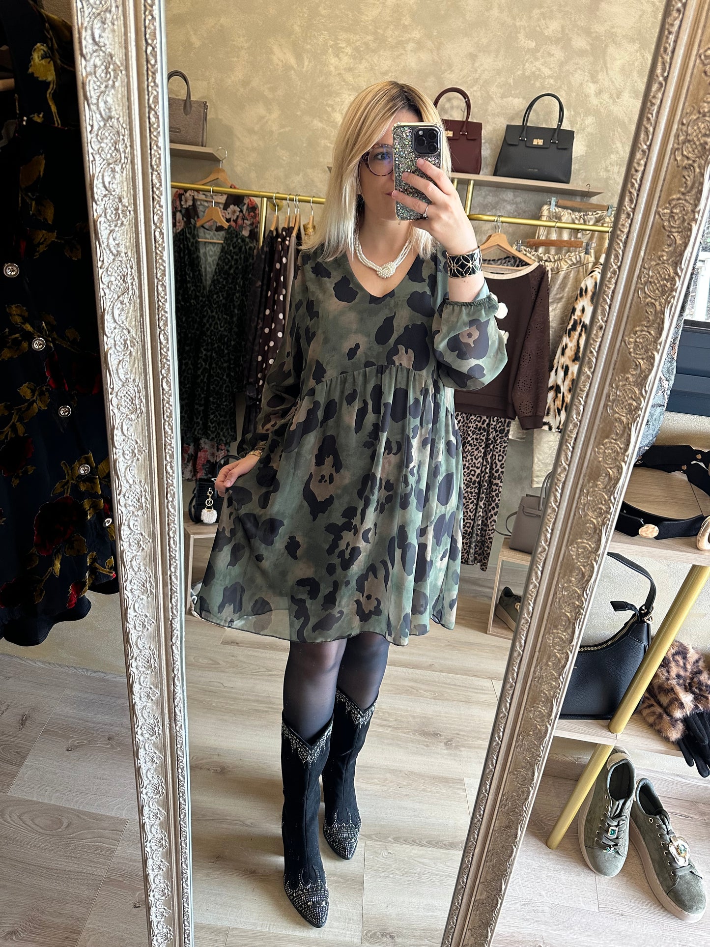 Robe CANNES léopard kaki