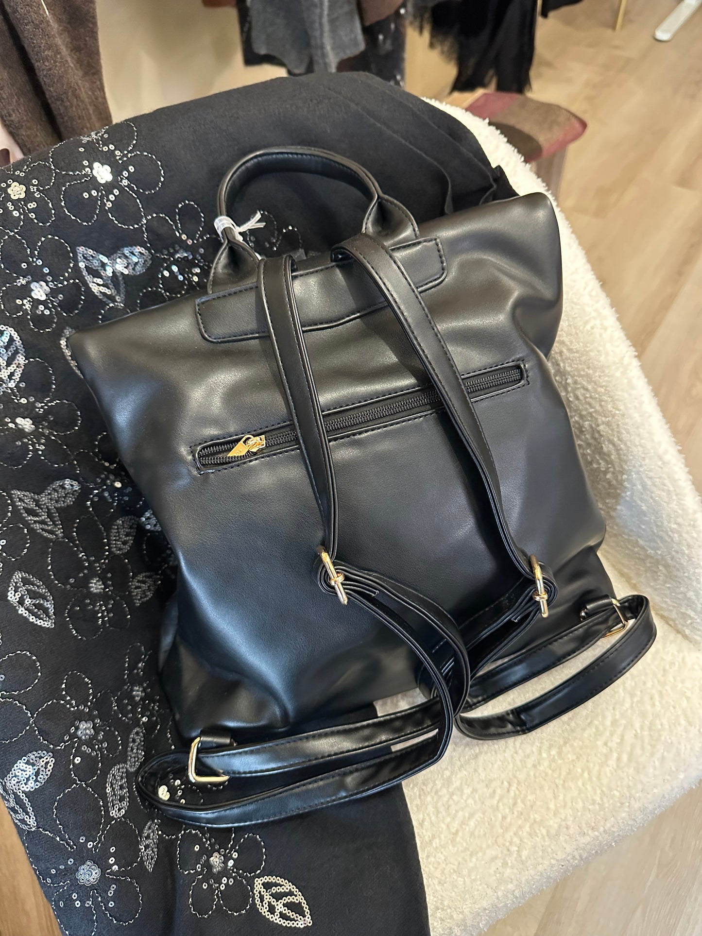 Sac à dos similicuir noir