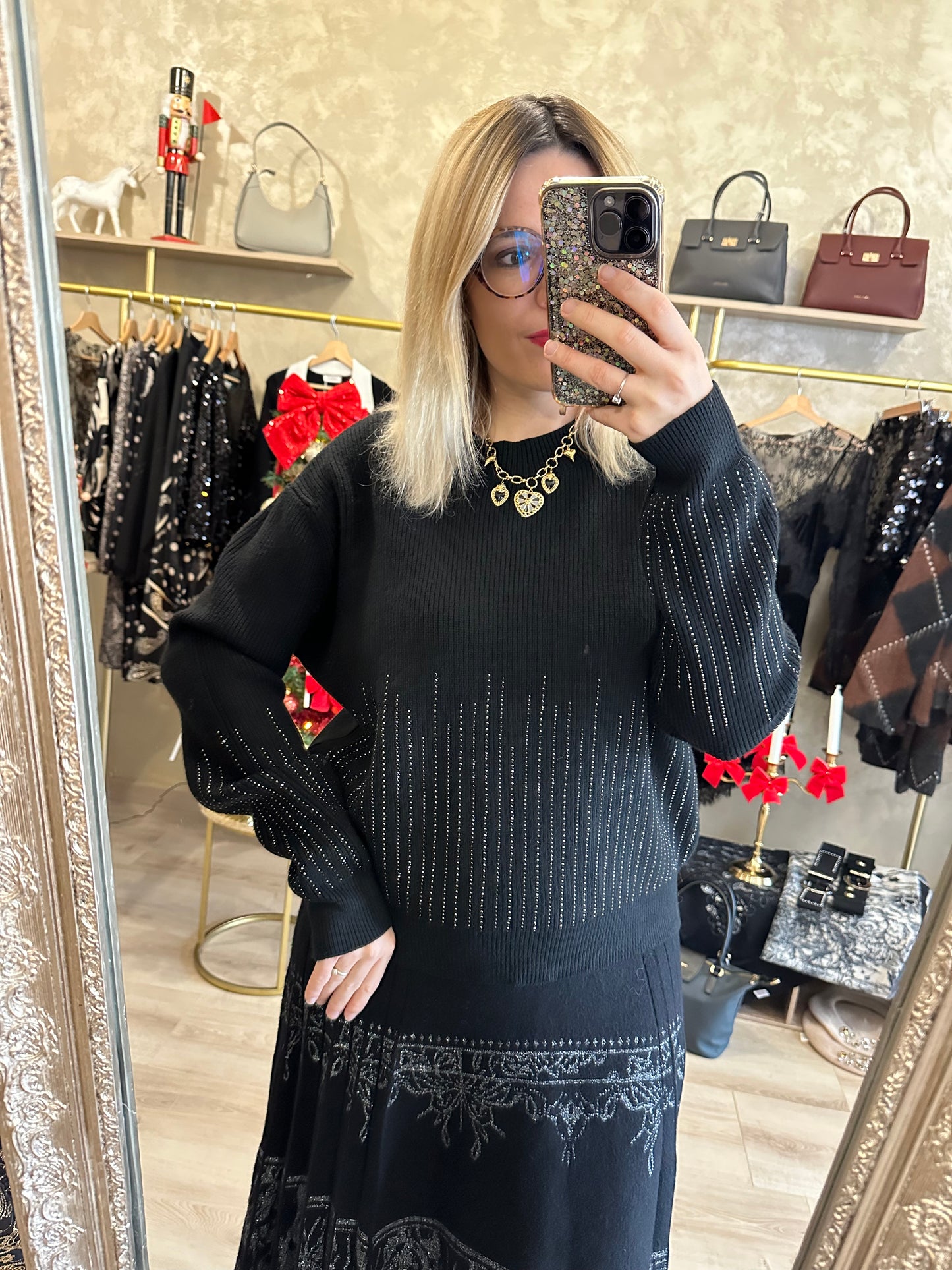 Pull STRASS noir