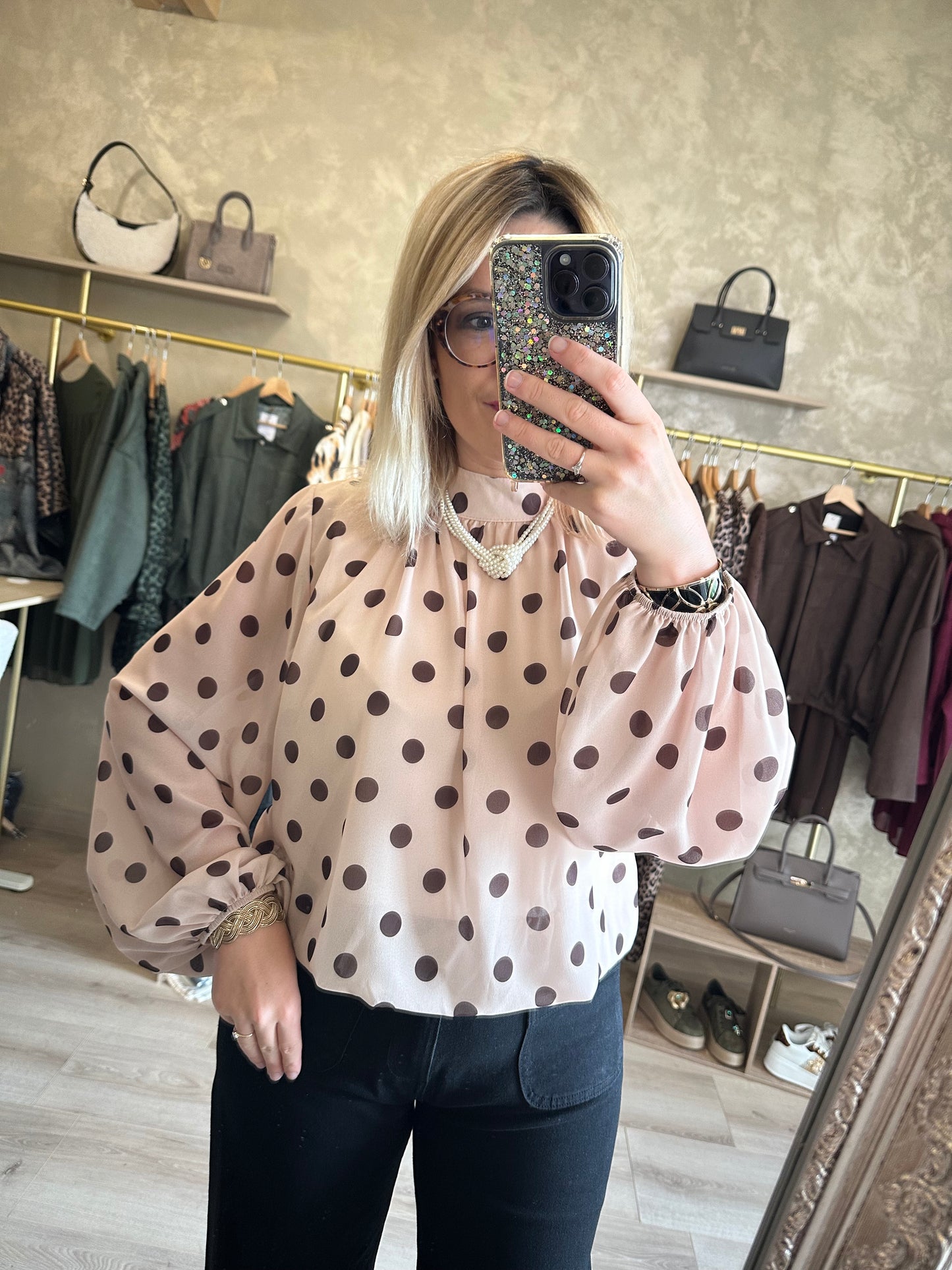Blouse POIS crème