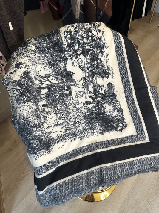 Écharpe TOILE DE JOUY noire