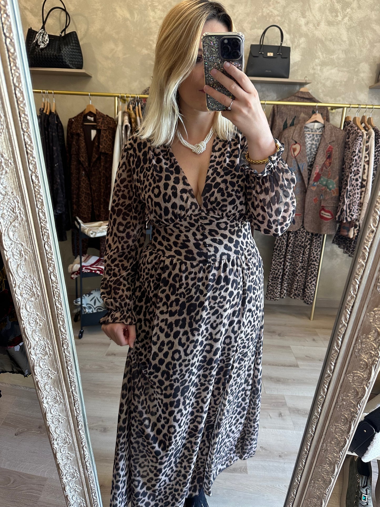 Robe PÉTRA léopard longue