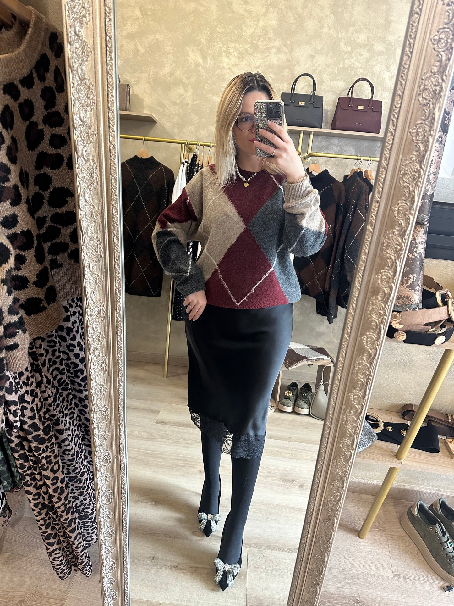 Pull BURLINGTON jacquard bordeaux