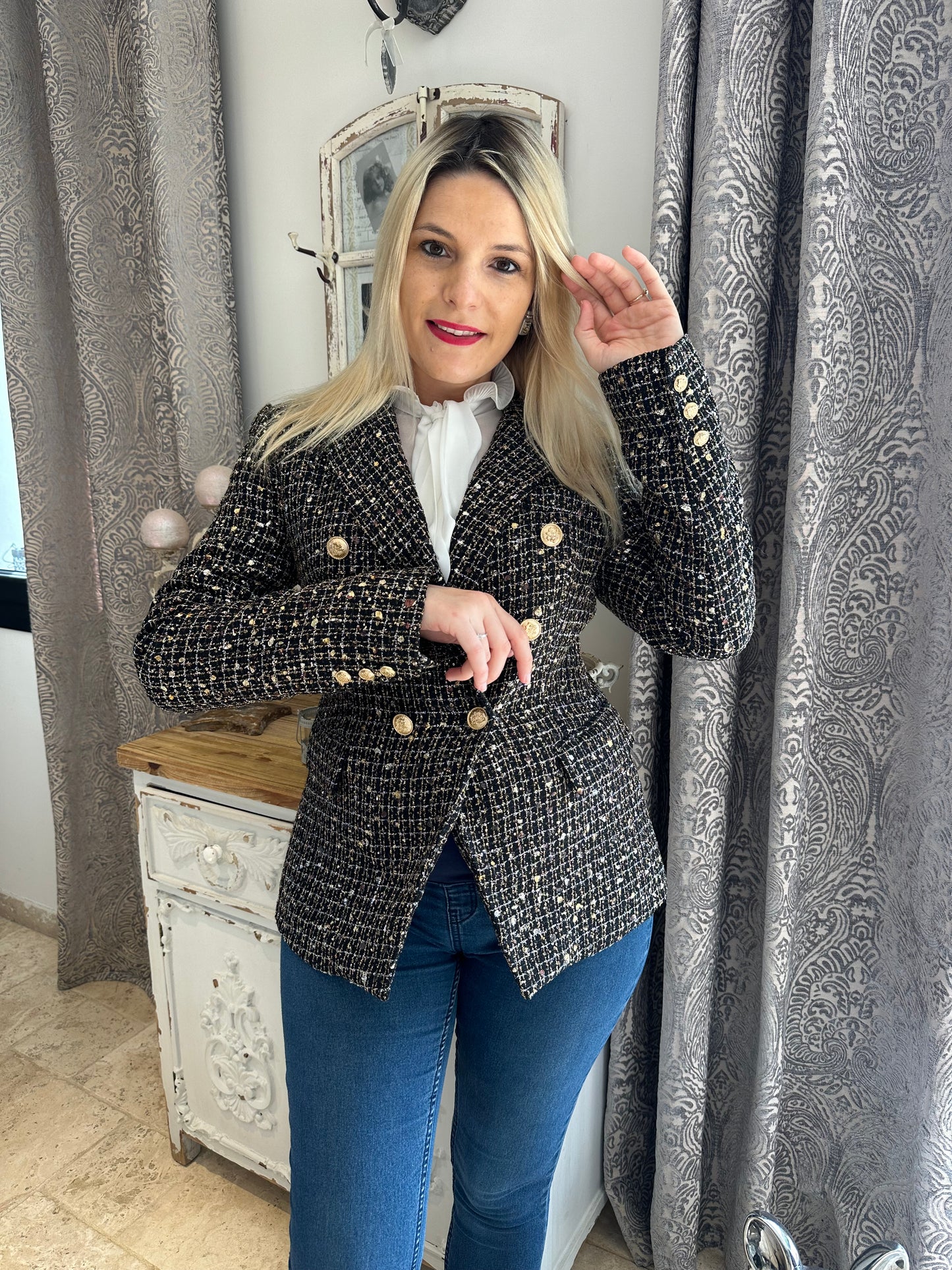 Blazer PARIS tweed noir