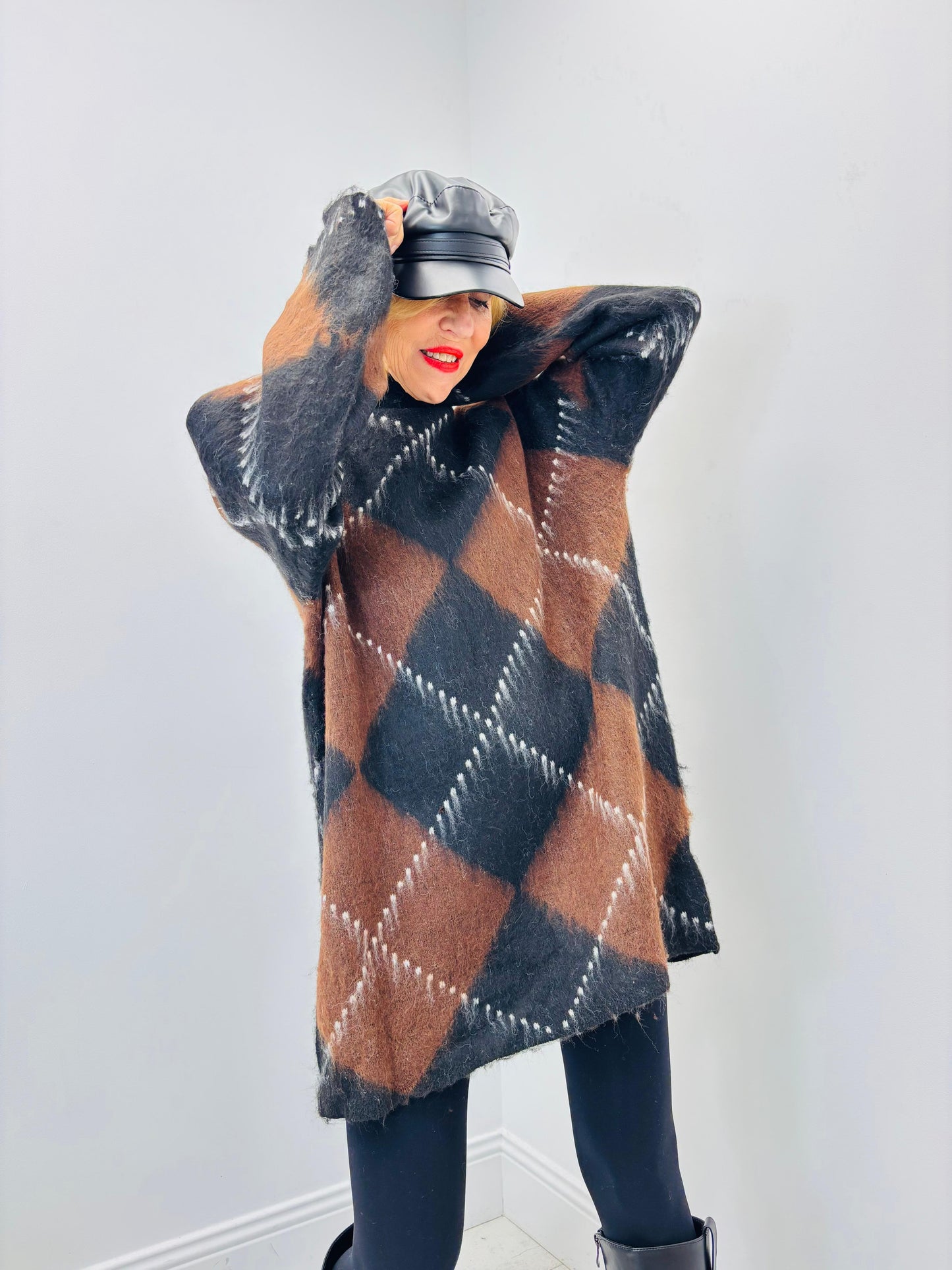 Pull JACQUARD noir - choco