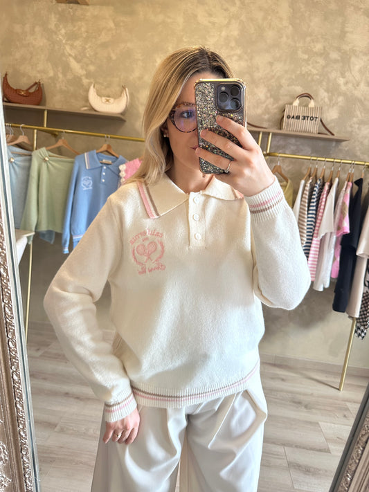 Pull POLO TENNIS GIRL crème