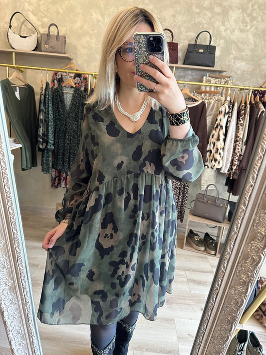 Robe CANNES léopard kaki