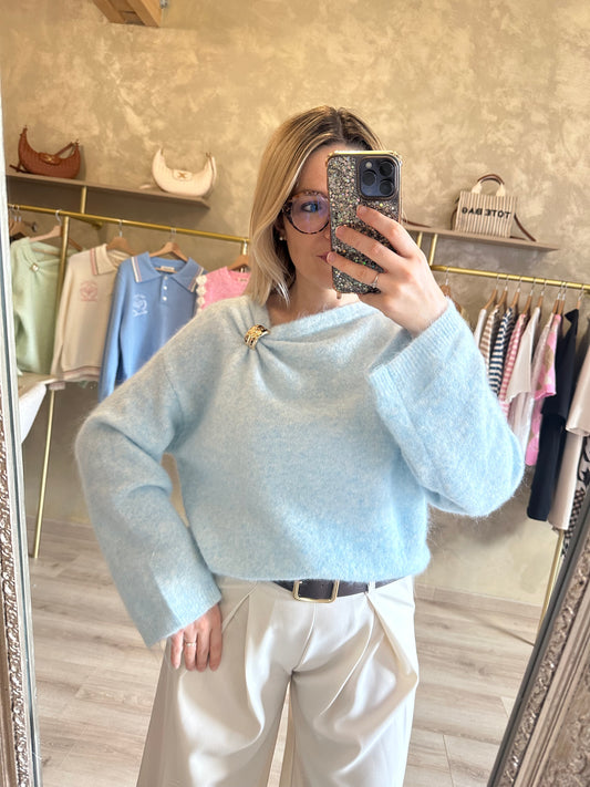Pull BIJOUX bleu ciel