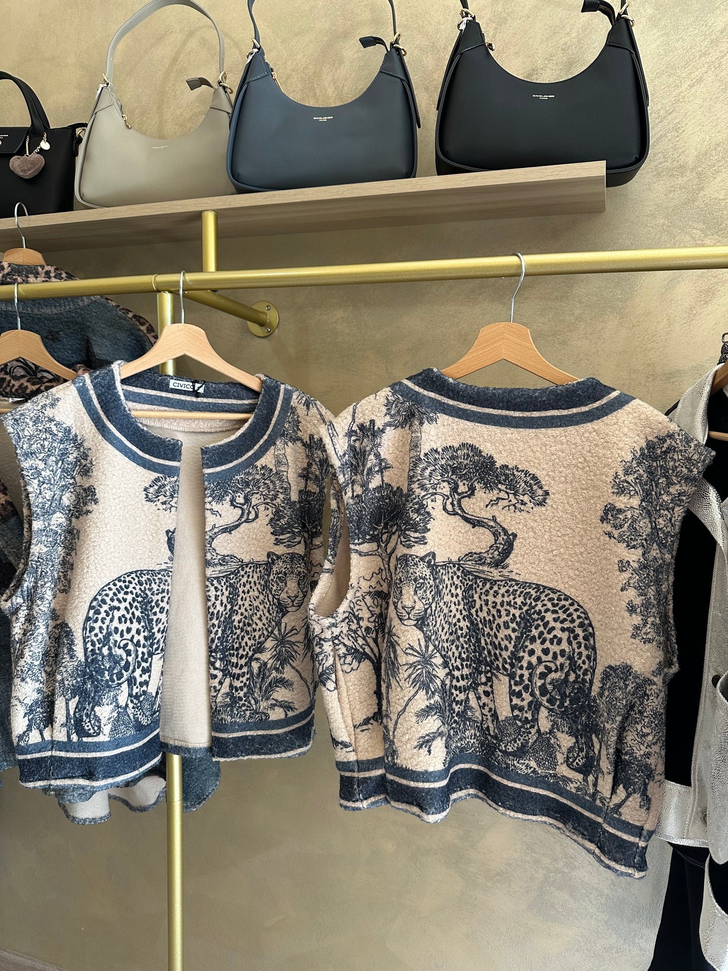 Veste sans manches TUILERIES Toile de Jouy bleu