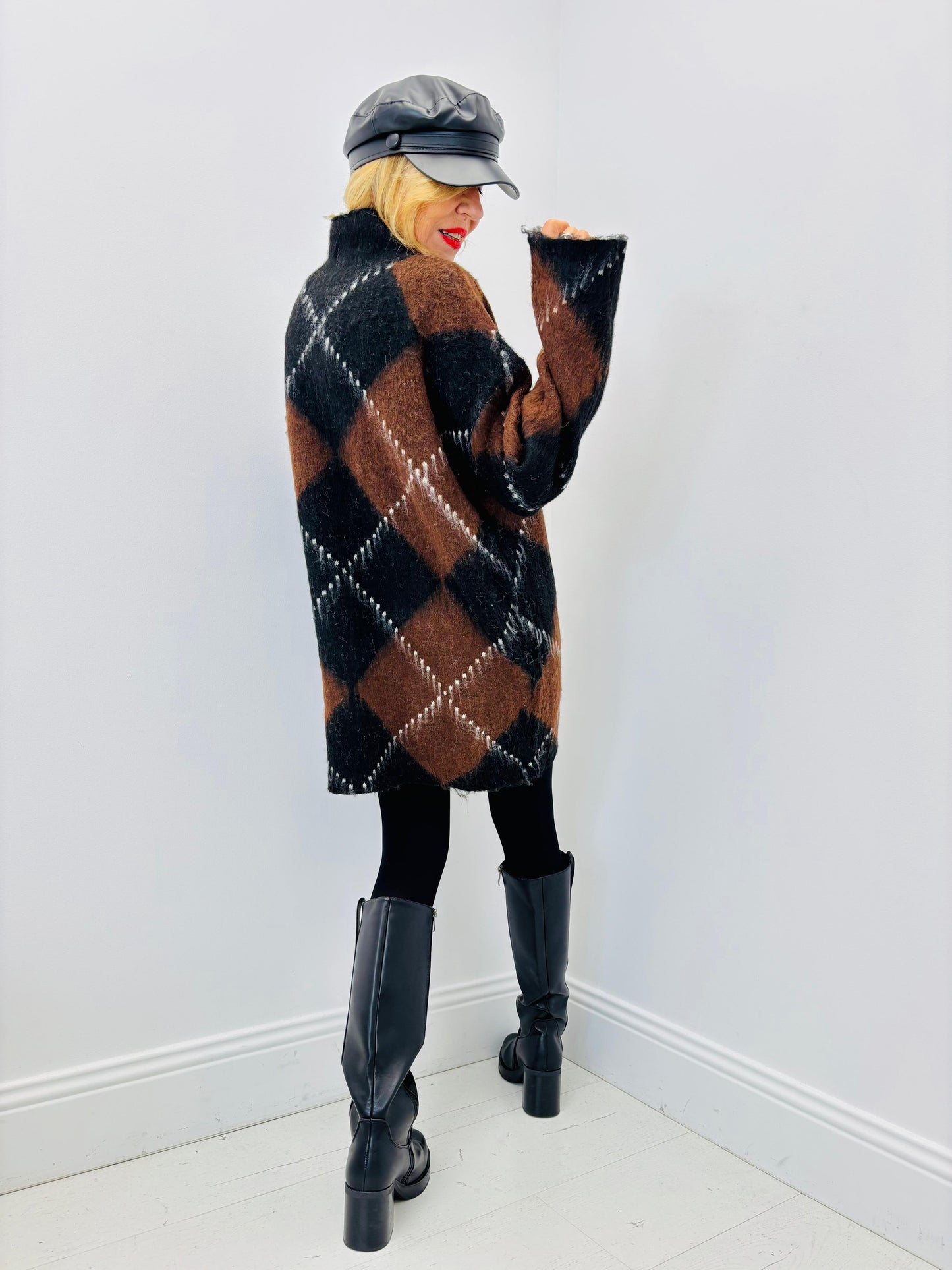 Pull JACQUARD noir - choco