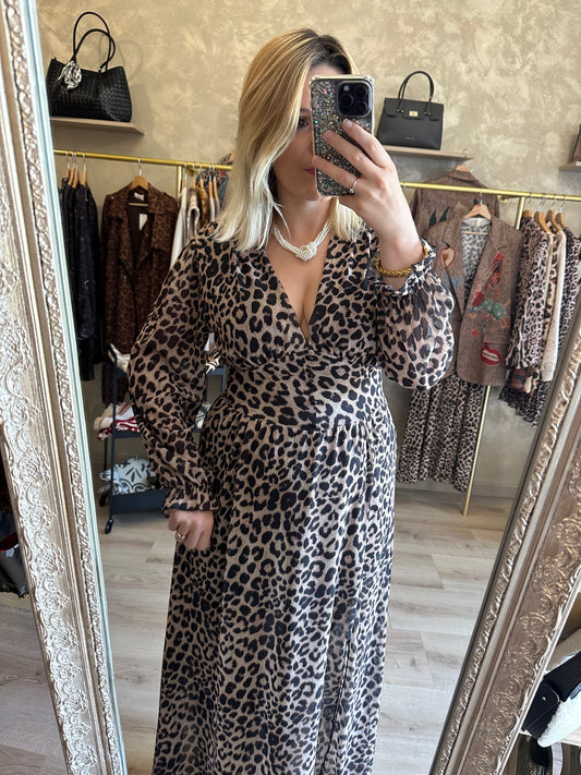 Robe PÉTRA léopard longue
