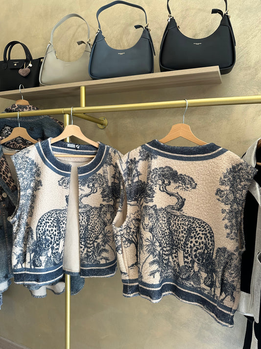 Veste sans manches TUILERIES Toile de Jouy bleu