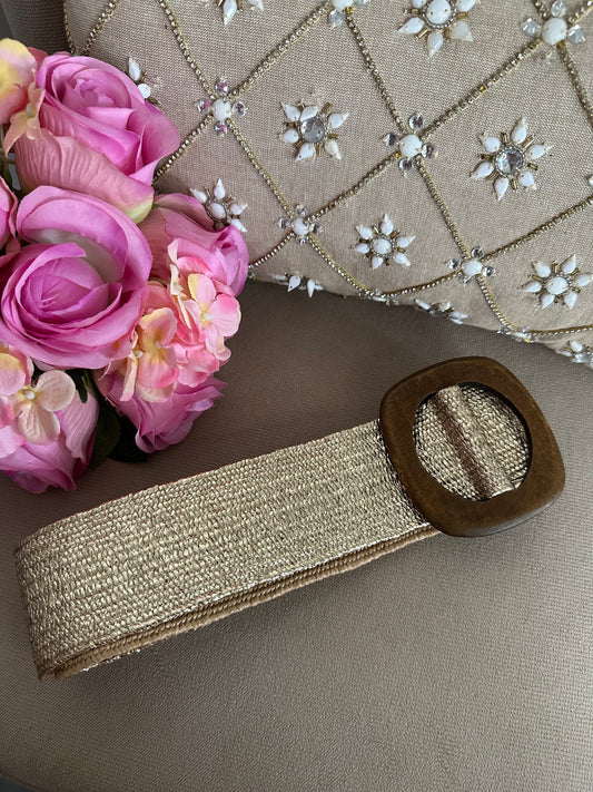 Ceinture en raphia dorée