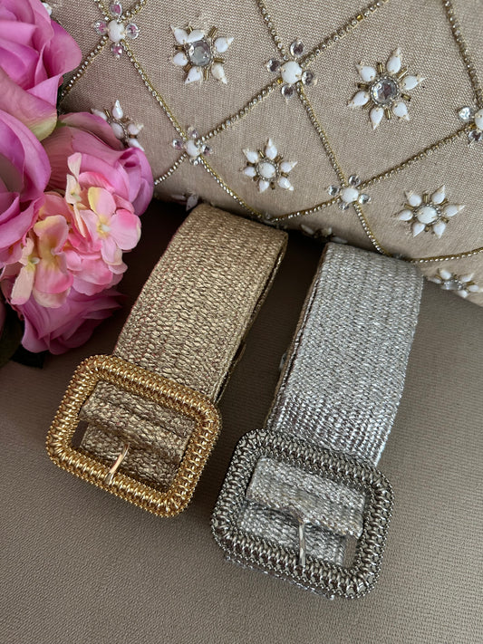 Ceintures en raphia dorés et argentés