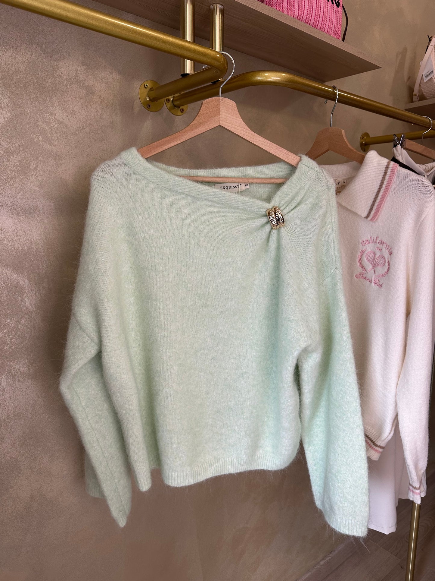 Pull BIJOUX vert pastel