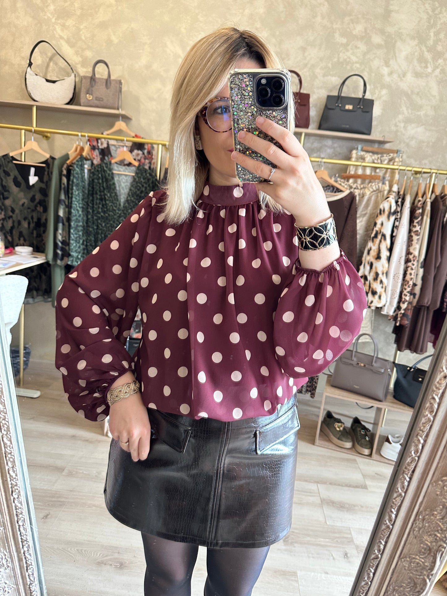 Blouse POIS bordeaux