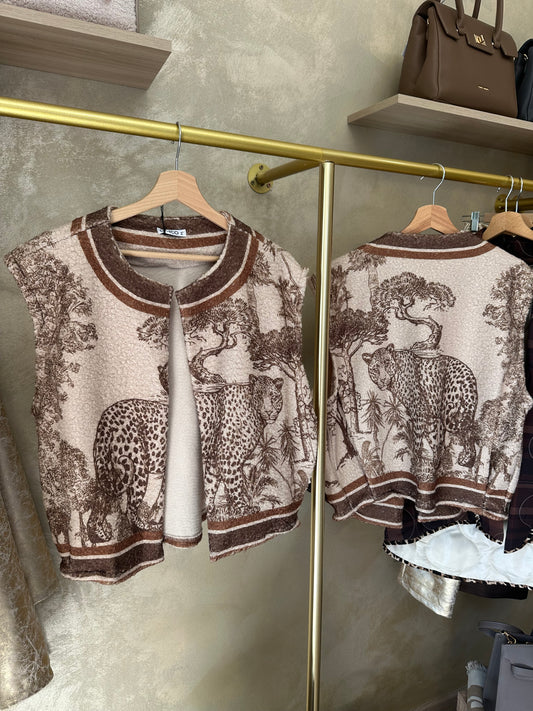 Veste sans manches TUILERIES Toile de Jouy camel