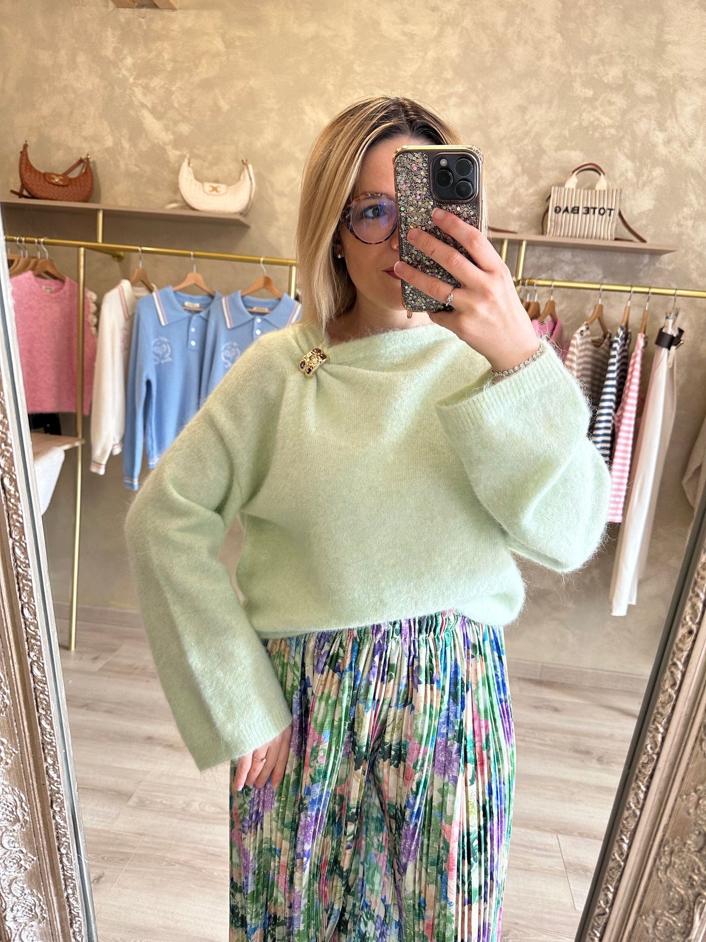 Pull BIJOUX vert pastel