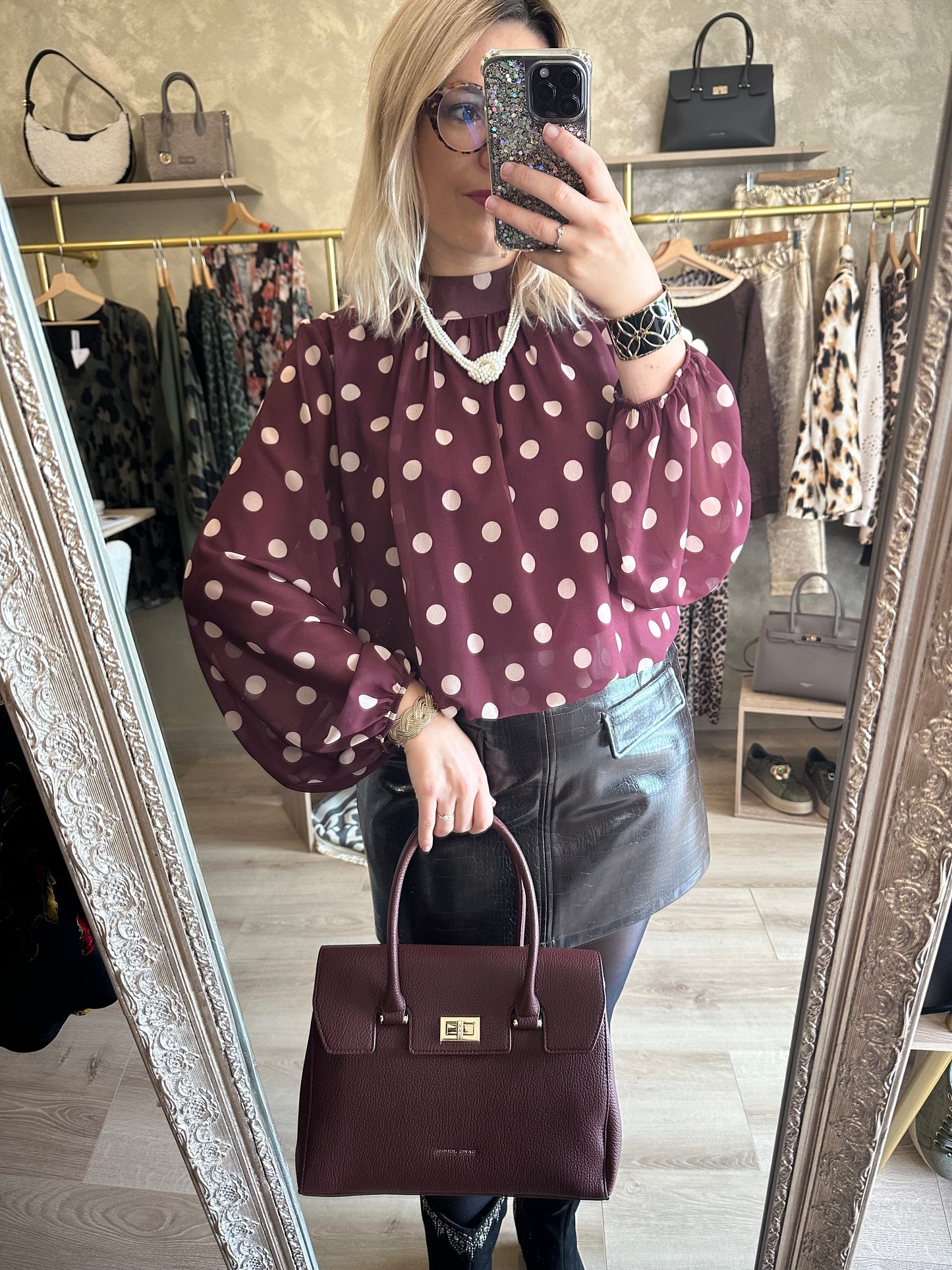 Blouse POIS bordeaux