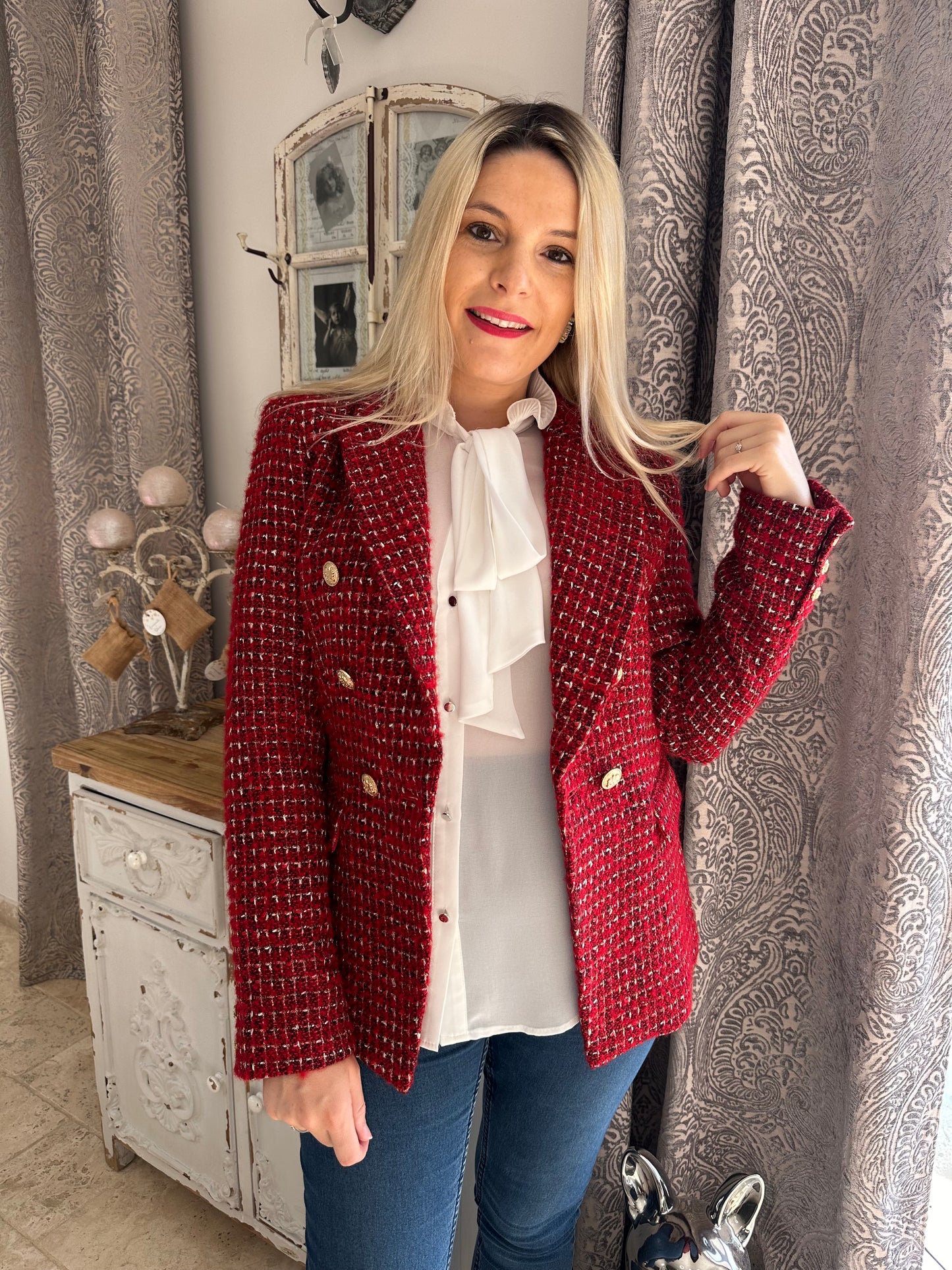 Blazer PARIS tweed rouge