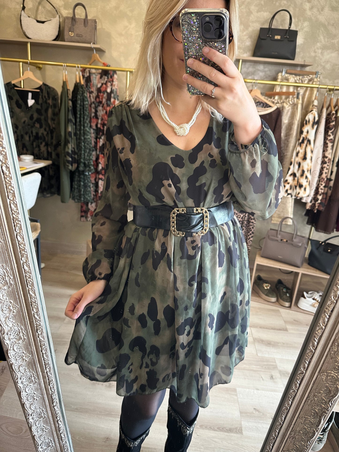 Robe CANNES léopard kaki