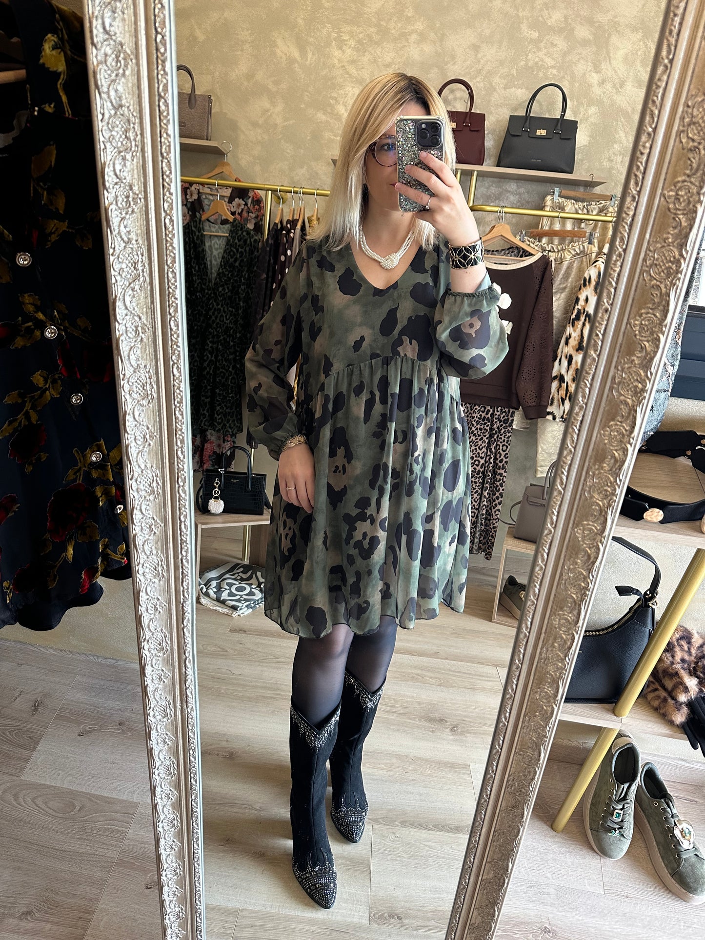 Robe CANNES léopard kaki