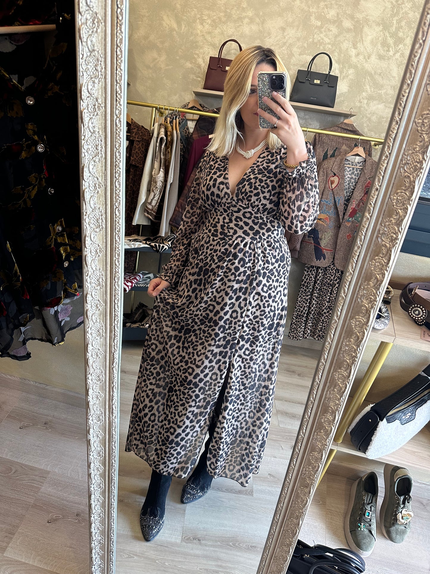 Robe PÉTRA léopard longue