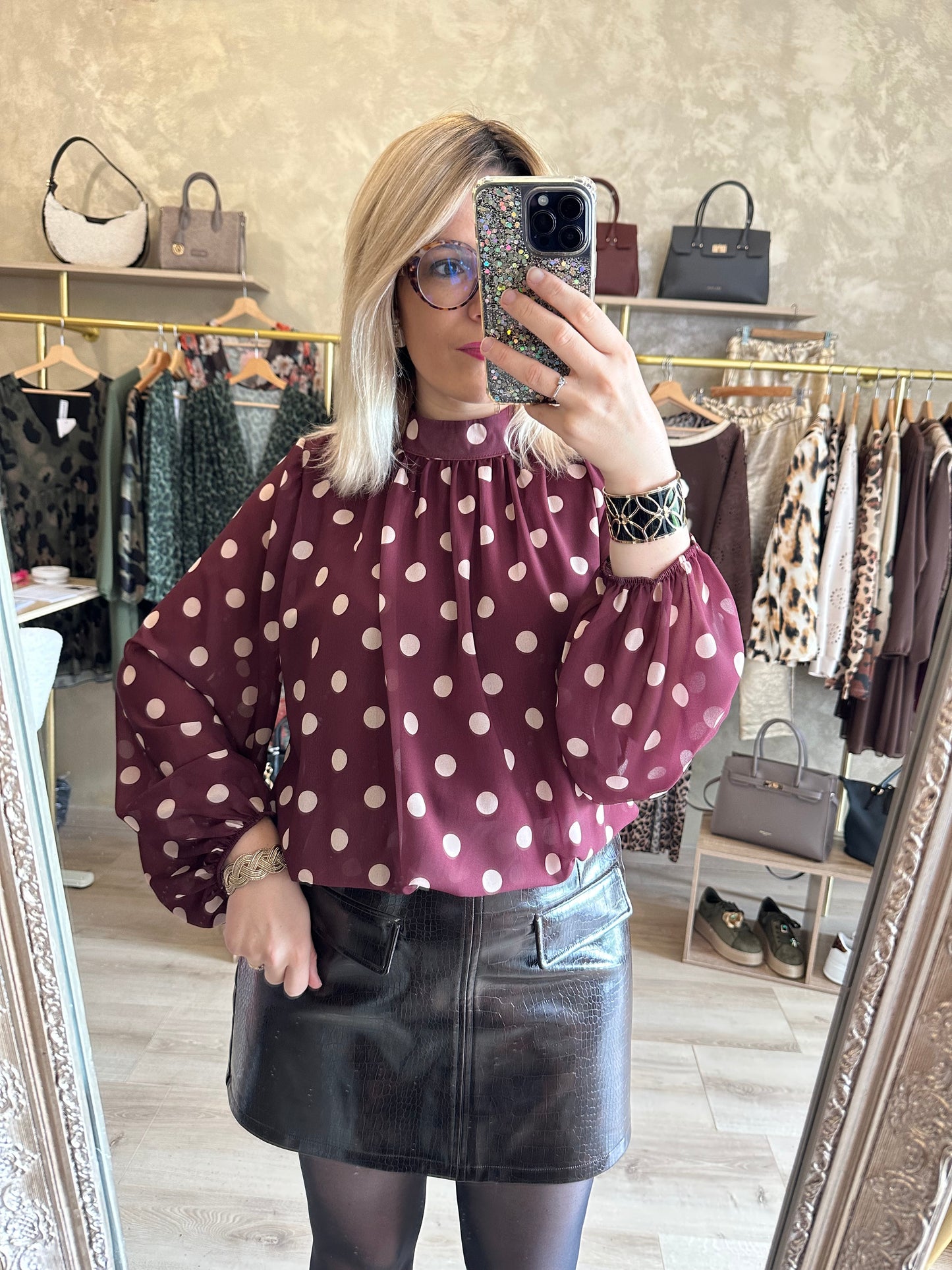 Blouse POIS bordeaux