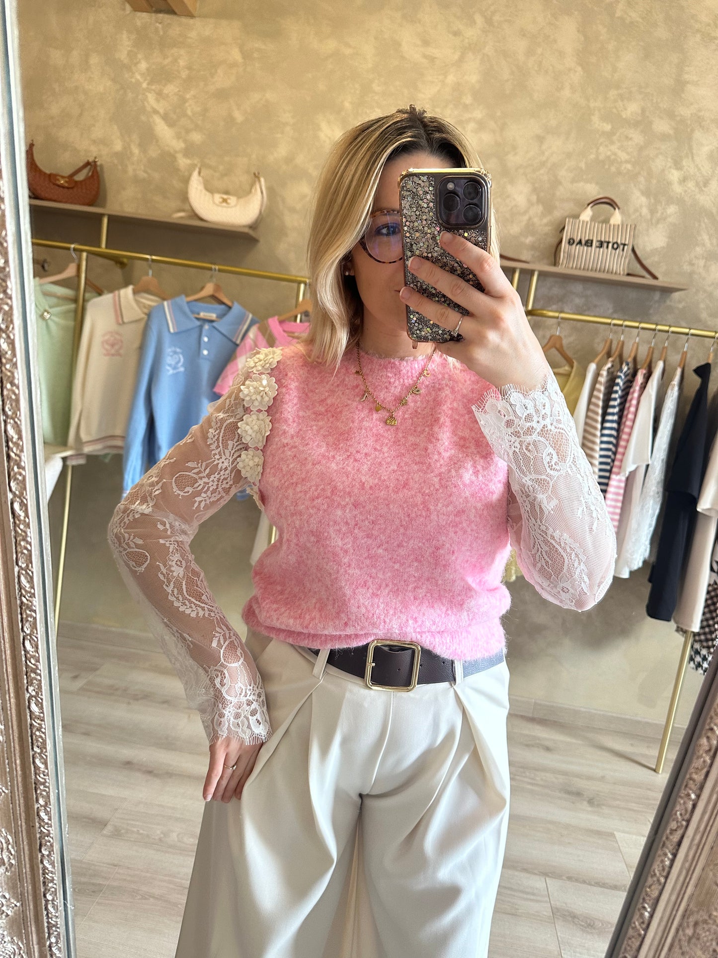 Pull sans manches fleurs