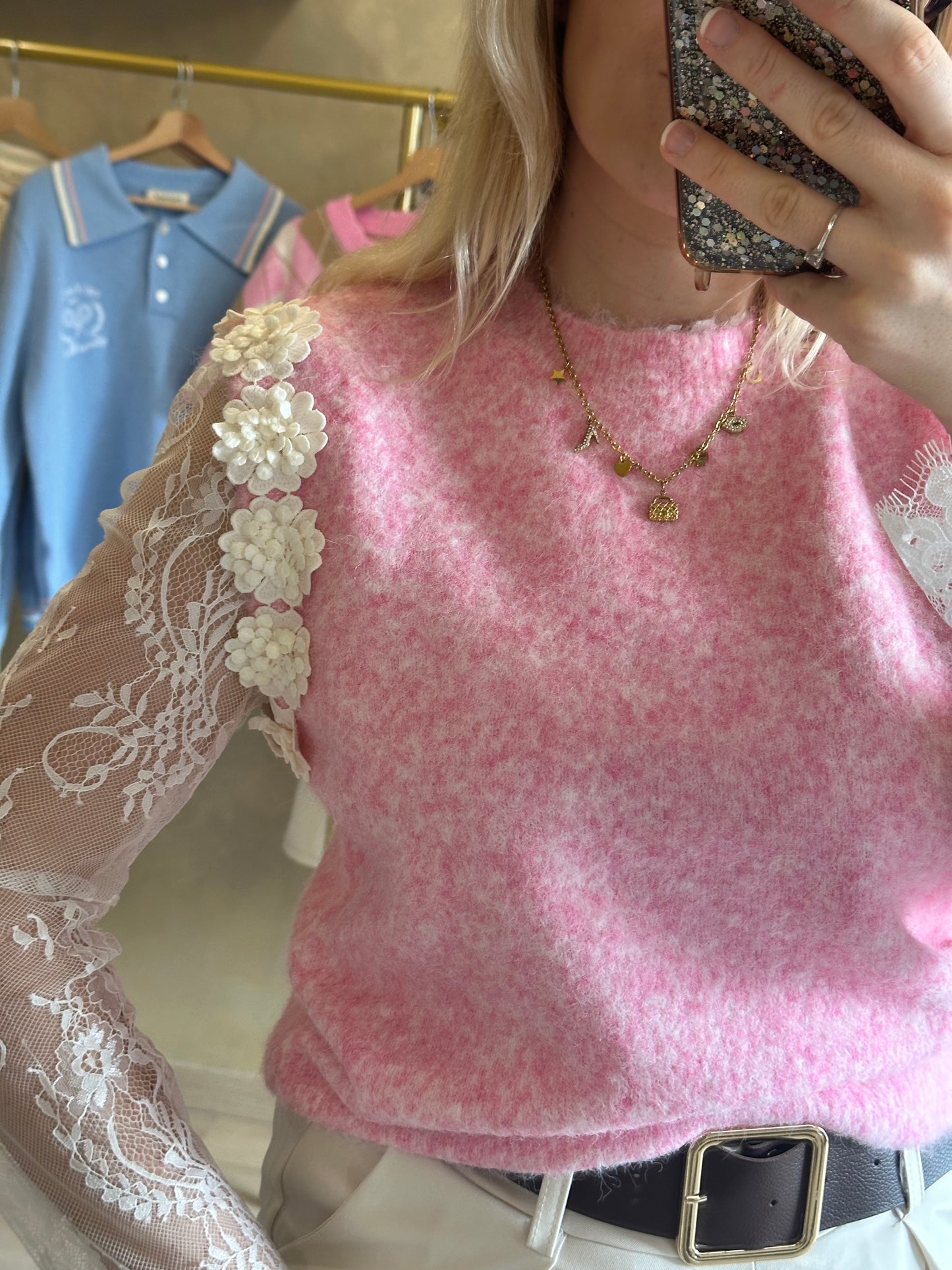 Pull sans manches fleurs