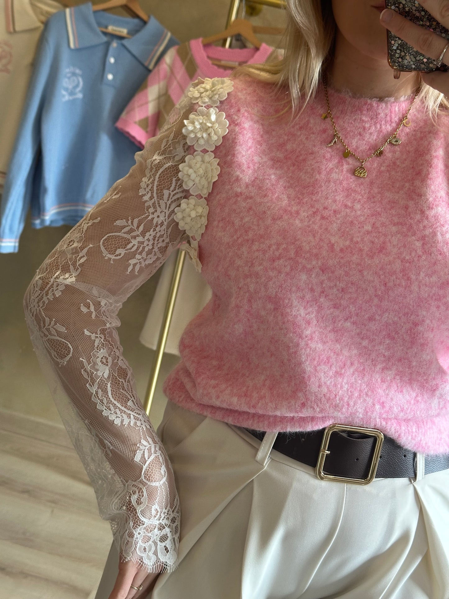 Pull sans manches fleurs